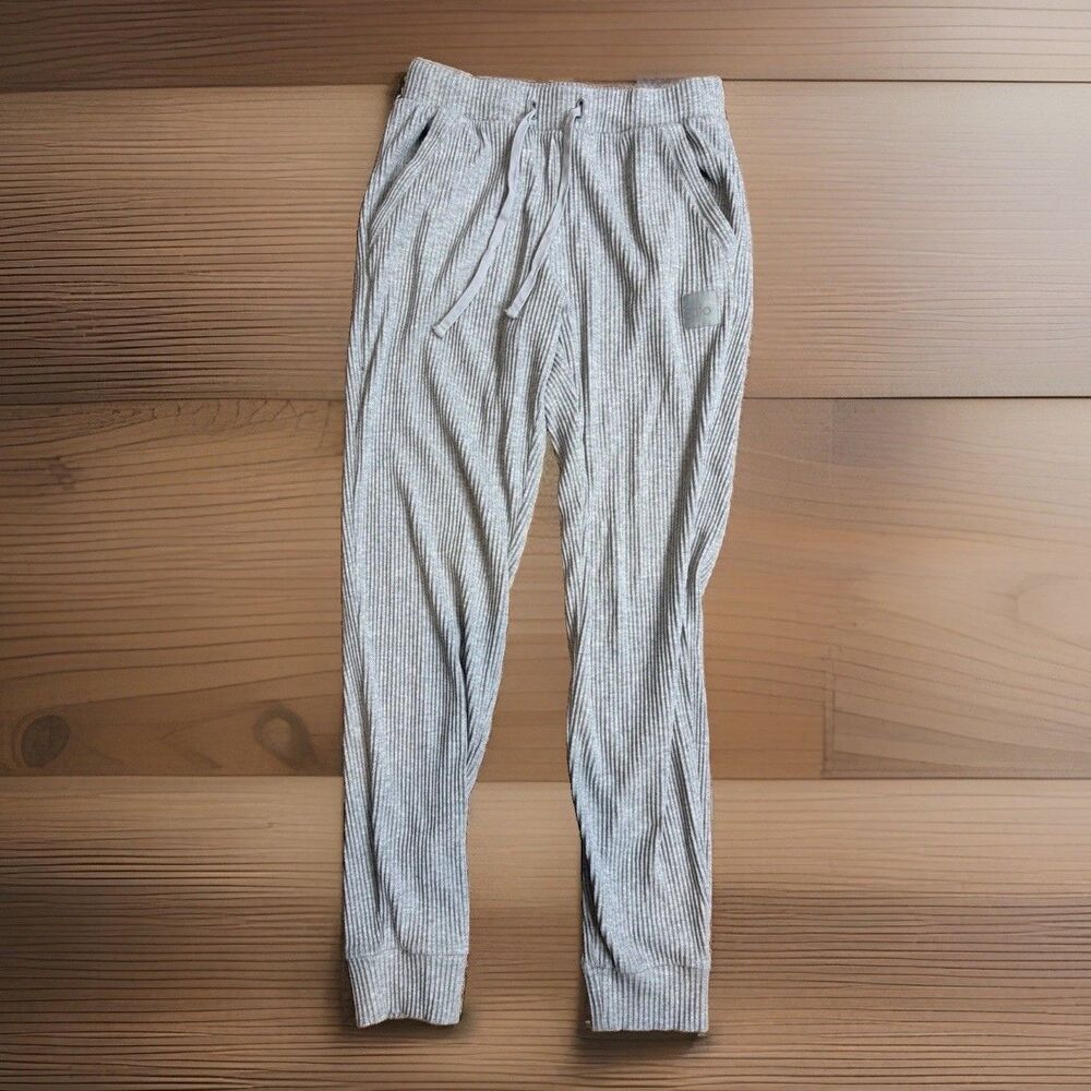 Alo Yoga Muse Sweatpants Womens M Gray Ribbed Jogger Corduroy Pristine